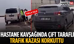 Hastane Kavşağında Çift Taraflı Trafik Kaza Korkuttu