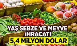 Yaş sebze ve meyve ihracatı: 5,4 milyon dolar