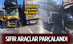 Dereboğazı Yolunda Korkunç Kaza! Sıfır Araçlar Parçalandı