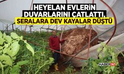 Heyelan evlerin duvarlarını çatlattı, seralara dev kayalar düştü