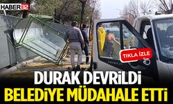 Durak Devrildi Belediye Müdahale Etti