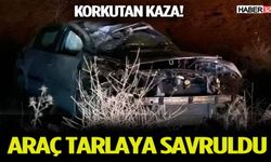 Şarkikaraağaç’ta Korkutan Kaza: Araç Tarlaya Savruldu