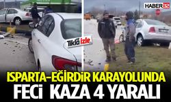 Isparta-Eğirdir Karayolunda Feci Kaza 4 Yaralı