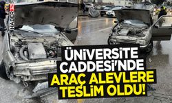 Üniversite Caddesi'nde Araç Alevlere Teslim Oldu!