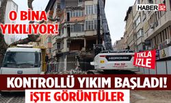 Isparta’da Yan Yatan Riskli Bina Kontrollü Şekilde Yıkılıyor