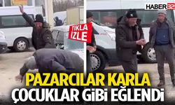 Pazarcılar Karla Çocuk Gibi Eğlendi