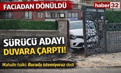 Sürücü kursu aracı duvara çarptı