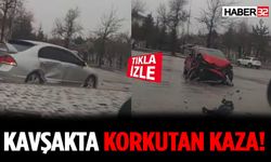 Kavşakta Korkutan Çarpışma: Araçlarda Maddi Hasar