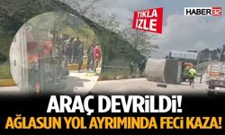 Ağlasun Yol Ayrımında Feci Kaza! Araç Devrildi