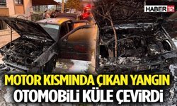 Motor Kısmında Çıkan Yangın Otomobili Küle Çevirdi