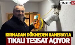 Kırmadan Dökmeden Kamerayla Tıkalı Tesisat Açıyor