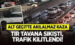 Tır Tavana Sıkıştı, Trafik Kilitlendi!