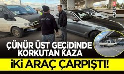 Çünür Üst Geçidinde Korkutan Kaza: İki Araç Çarpıştı!