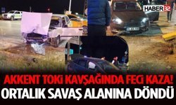 Akkent TOKİ Kavşağında Feci Kaza! Ortalık Savaş Alanına Döndü