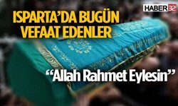 Isparta'da Bugün (01 Mayıs 2026) vefat edenler