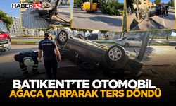 Batıkent’te Otomobil Ağaca Çarparak Ters Döndü