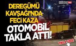 Deregümü Kavşağı’nda Feci Kaza: Otomobil Takla Attı!
