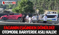 Facianın Eşiğinden Dönüldü! Otomobil Bariyerde Asılı Kaldı!