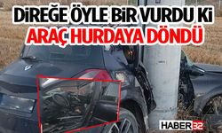 Direğe Öyle Bir Vurdu ki Araç Hurdaya Döndü