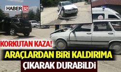 Korkutan Kaza! Araçlardan Biri Kaldırıma Çıkarak Durabildi
