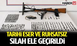 Bir Evden Çıkanlar Gündem Oldu! Tarihi Eser ve Ruhsatsız Silah Ele Geçirildi