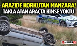 Arazide Korkutan Manzara! Takla Atan Araçta Kimse Yoktu