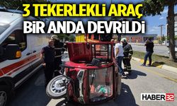 Isparta’da 3 Tekerlekli Araç Bir Anda Devrildi