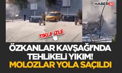 Özkanlar Kavşağı'nda Tehlikeli Yıkım! Molozlar Yola Saçıldı