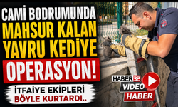 Cami Bodrumunda Mahsur Kalan Kediye Operasyon!