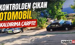 Kontrolden Çıkan Otomobil Kaldırıma Çarptı!