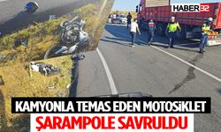 Kamyonla Temas Eden Motosiklet Şarampole Savruldu