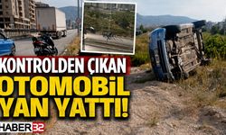 Kontrolden Çıkan Otomobil Yan Yattı!