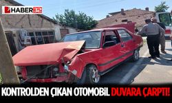 Kontrolden Çıkan Otomobil Duvara Çarptı!