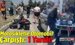 Motosikletle Otomobil Çarpıştı: 1 Yaralı!