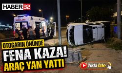 Otogarın Önünde Fena Kaza! Araç Yan Yattı