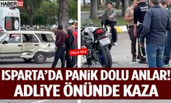 Isparta’da Korku Dolu Anlar! Adliye Önünde Kaza