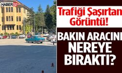 Trafiği Şaşırtan Görüntü! Bakın Aracını Nereye Bıraktı
