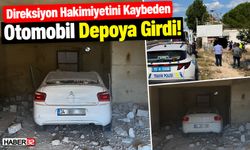 Direksiyon Hakimiyetini Kaybeden Otomobil Depoya Girdi