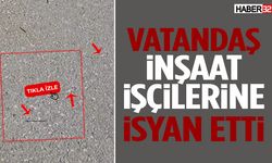Vatandaş Yola Çivi İnşaat İşçilerine İsyan Etti!