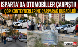 Kaza Yapan Araç Çöp Konteylerine Çarparak Durabildi!