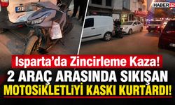 2 Araç Arasında Sıkışan Sürücüyü Kaskı Kurtardı!