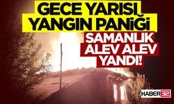 Gece Yarısı Yangın Paniği Samanlık Alev Alev Yandı!