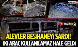 Alevler Besihaneyi Sardı! İki Araç Kullanılamaz Hale Geldi