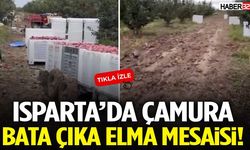 Isparta’da Çamura Bata Çıka Elma Mesaisi!