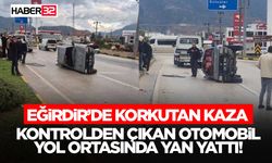 Kontrolden Çıkan Araç Yol Ortasında Yan Yattı!