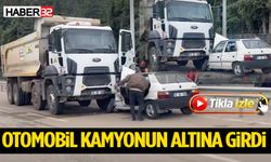 Otomobil Hafriyat Kamyonunun Altına Girdi!