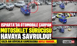 Otomobile Çarpan Motosiklet Sürücüsü Havada Savruldu!