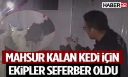 Isparta’da Havalandırma Boşluğunda Mahsur Kalan Kedi Kurtarıldı