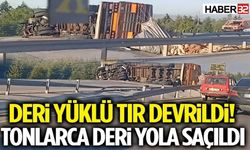 Isparta'da Deri Yüklü TIR Devrildi