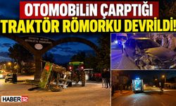 Otomobilin Çarptığı Traktör Römorku Devrildi!